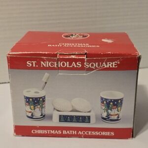 St. Nicholas Square‎ Christmas Bath Accessories Set Snowman 3 Piece Plastic